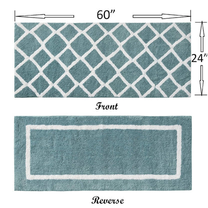 Madison Park Bittman - Alfombra de baño Reversible de Microfibra de Alta Calidad, 24 x 60 Pulgadas, Color Azul