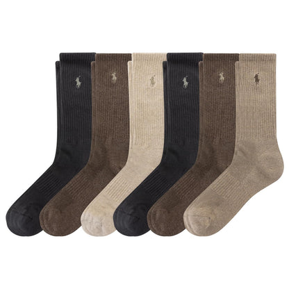 POLO RALPH LAUREN Athletic Performance Cotton Crew Socks - 6 Pair Pack - Breathable Mesh & Sport Moisture Wicking Deporte clásicoHombre - 6-12.5 - Marrón