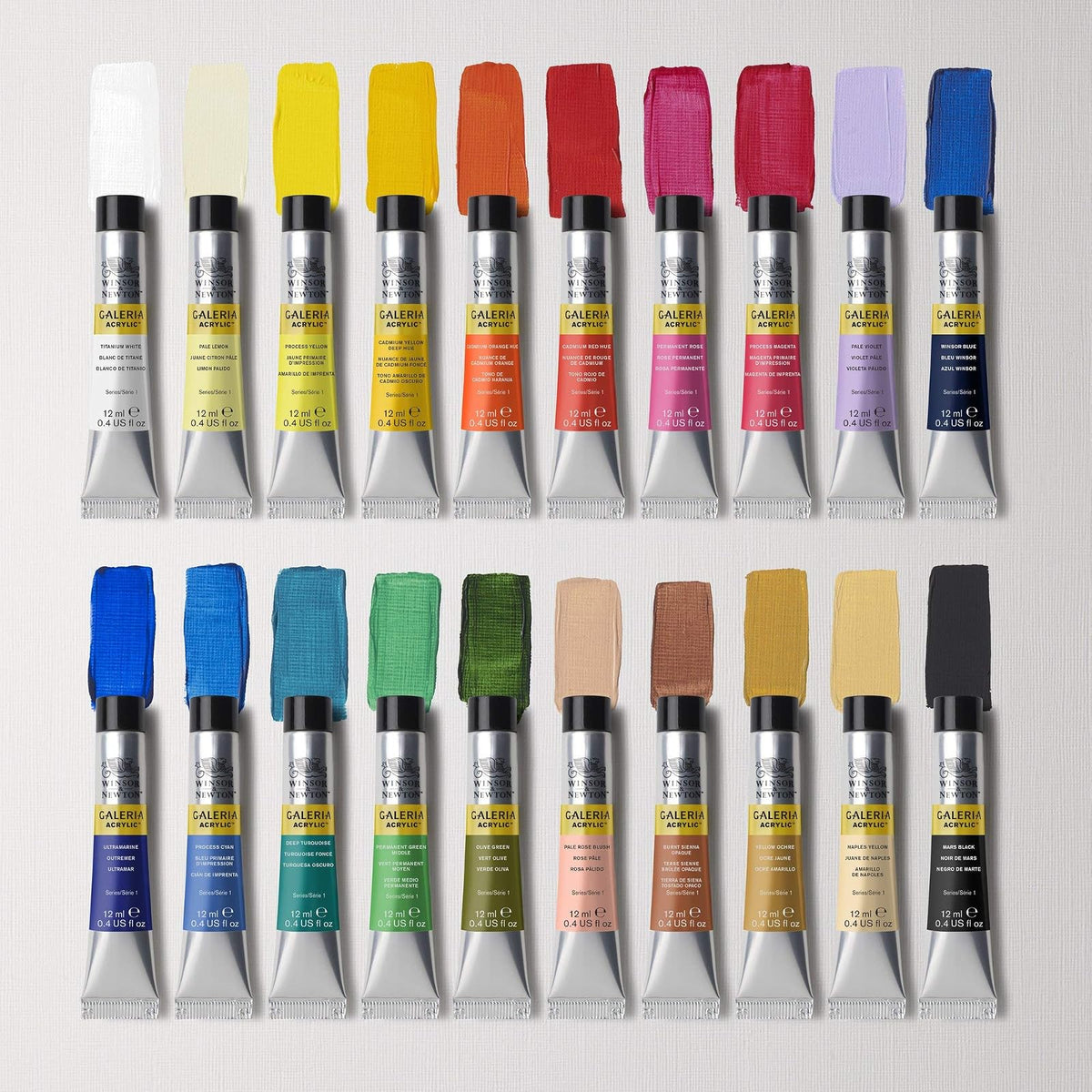 Winsor & Newton Galeria - Juego de tubos acrílicos (20 unidades, 20 farben en tubo de 12 ml), multicolor
