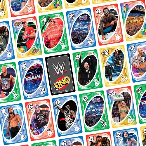 Juego de Cartas UNO de la WWE para niños, Adultos y Noches Familiares, mazo Coleccionable Que Incluye a Las superestrellas favoritas de los Fans