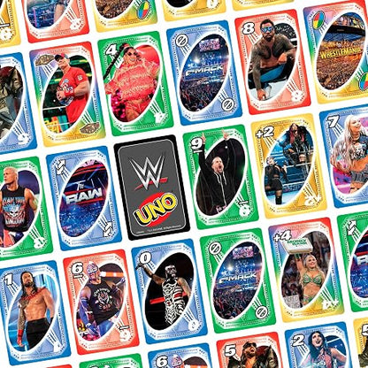 Juego de Cartas UNO de la WWE para niños, Adultos y Noches Familiares, mazo Coleccionable Que Incluye a Las superestrellas favoritas de los Fans