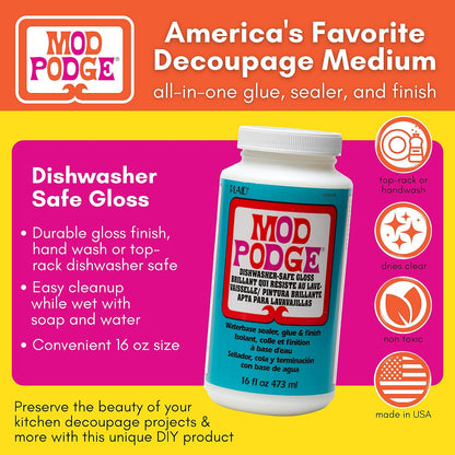 MOD PODGE Sellador, Pegamento y Terminación a Base de Agua (16-Ounce), CS25139 Apta para Lavavajillas