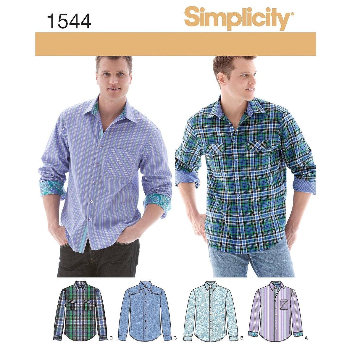 Simplicity 1544 - Camisa de Vestir con Botones para Hombre, 34-42