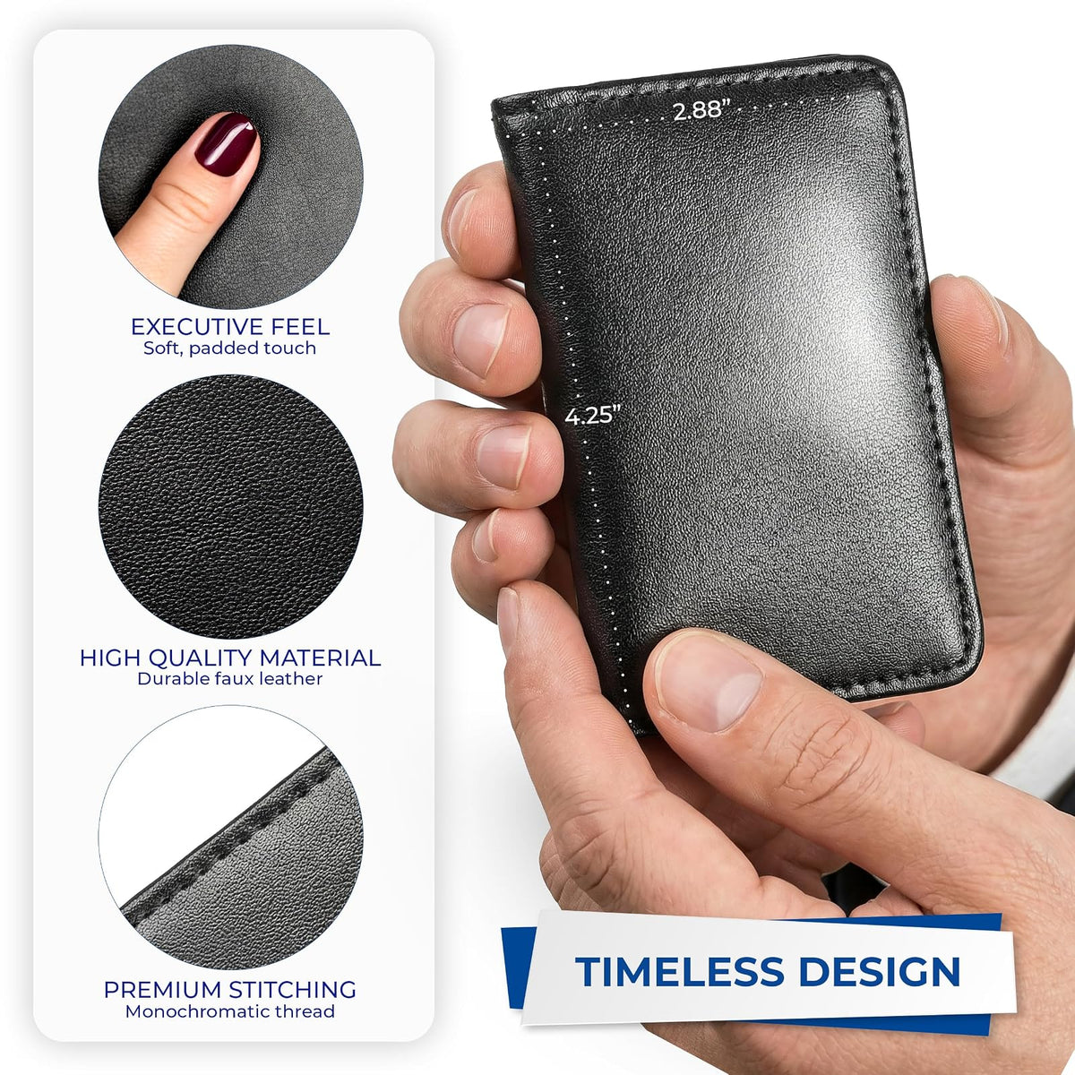 Samsill Regal Leather Business Card Holder, Case Holds 25 Business, Black