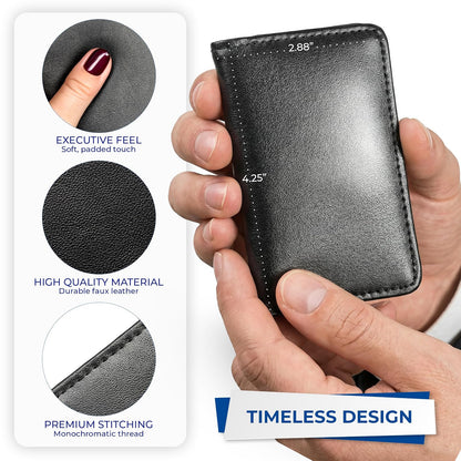 Samsill Regal Leather Business Card Holder, Case Holds 25 Business, Black