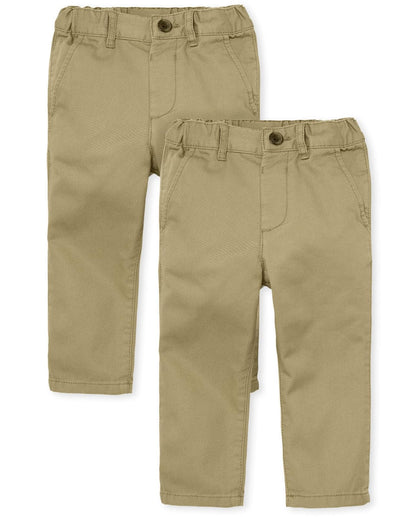The Children's Place Pantalón Chino Delgado para Bebé Niño, Paquete de 2 - Paquete de 2 Lino - 4 Años