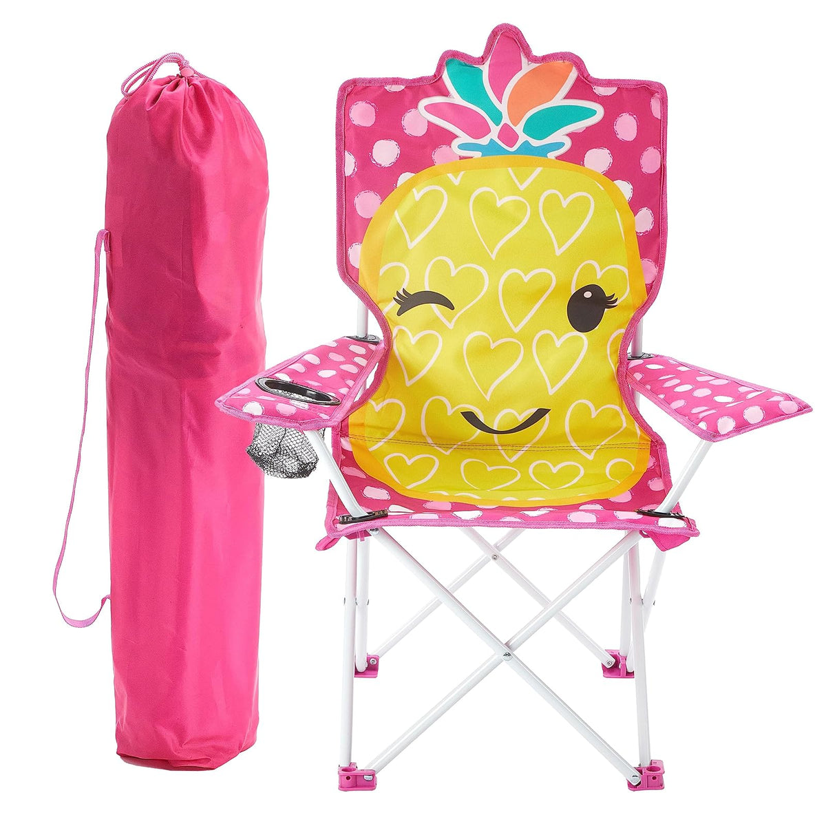 Heritage Kids - Silla Plegable de piña para niños, Silla de Playa para Interiores y Exteriores, con Bolsa de Transporte, Divertido diseño figural, a Partir de 6 años, portátil y Ligero