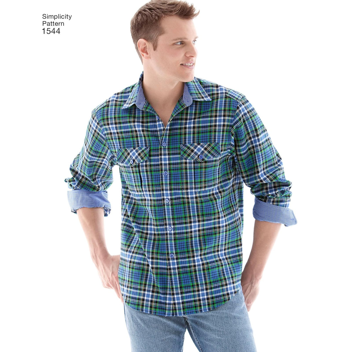 Simplicity 1544 - Camisa de Vestir con Botones para Hombre, 34-42