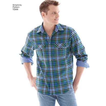 Simplicity 1544 - Camisa de Vestir con Botones para Hombre, 34-42