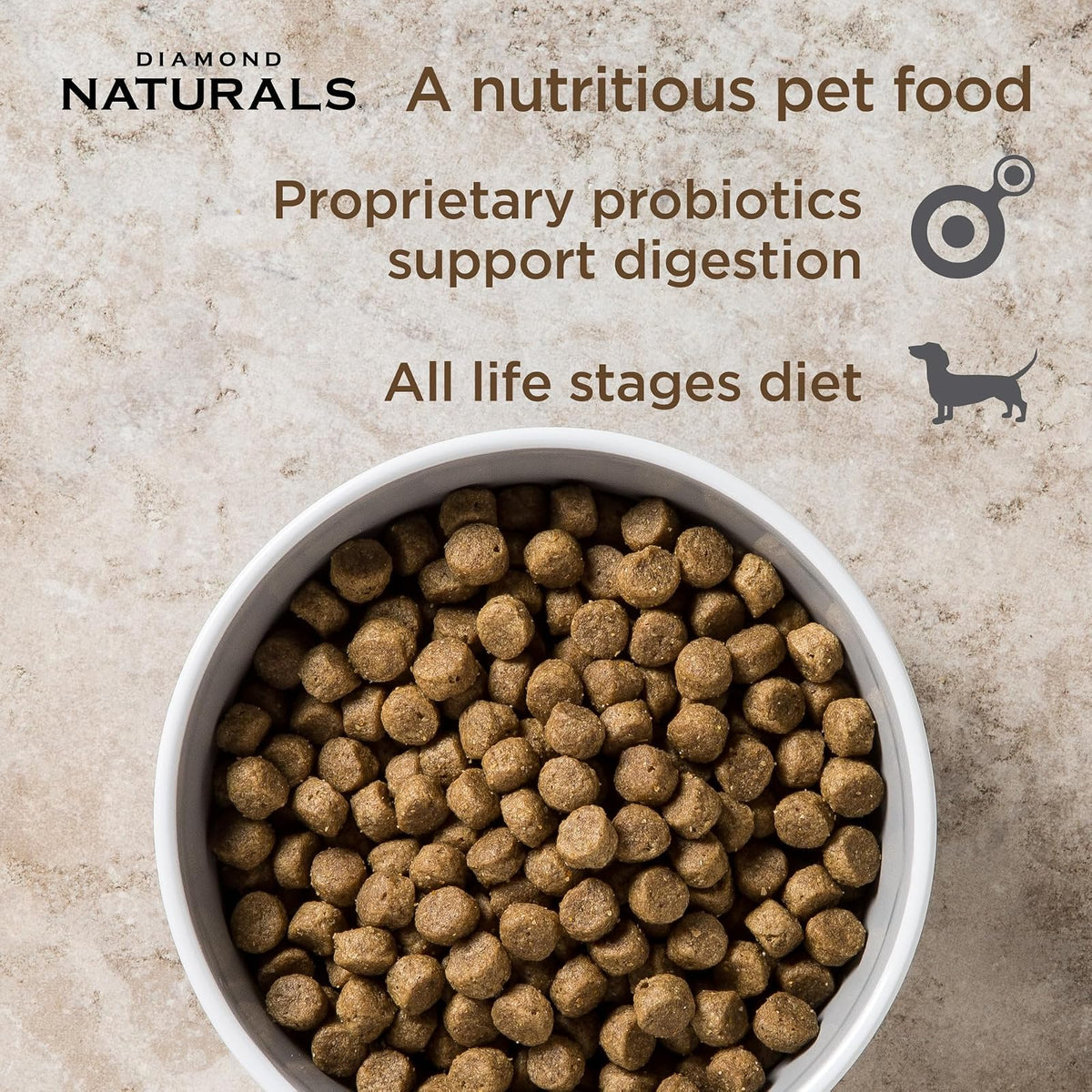 Diamond Naturals Alimento Seco para Perros Adultos con Fórmula de Pollo y Arroz - 1 bolsa x 40 Lb