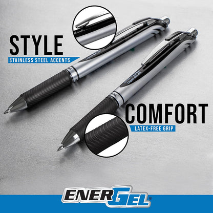 EnerGel RTX - Bolígrafo retráctil de gel líquido, tono pasión, 0,7 mm, tinta violeta surtida, paquete de 3 bolígrafos (BL77PASBP3M)