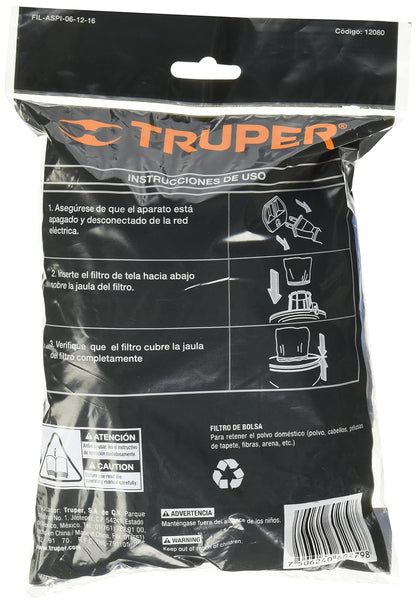 Truper FIL-ASPI-G2, Bolsa con 3 filtros de tela, aspiradoras 5-16 galones