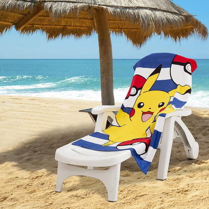 Northwest - Toalla de Playa Pokémon, diseño de Pikachu y Poké, Toalla Suave y Absorbente de 30 x 60 Pulgadas, para baño, Piscina o Playa