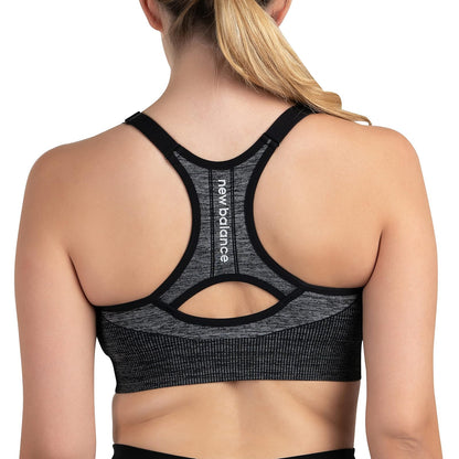 New Balance - Brasier Deportivo Ajustable para Mujer, sin Costuras, con Soporte Medio, con Almohadillas para Orejas extraíbles