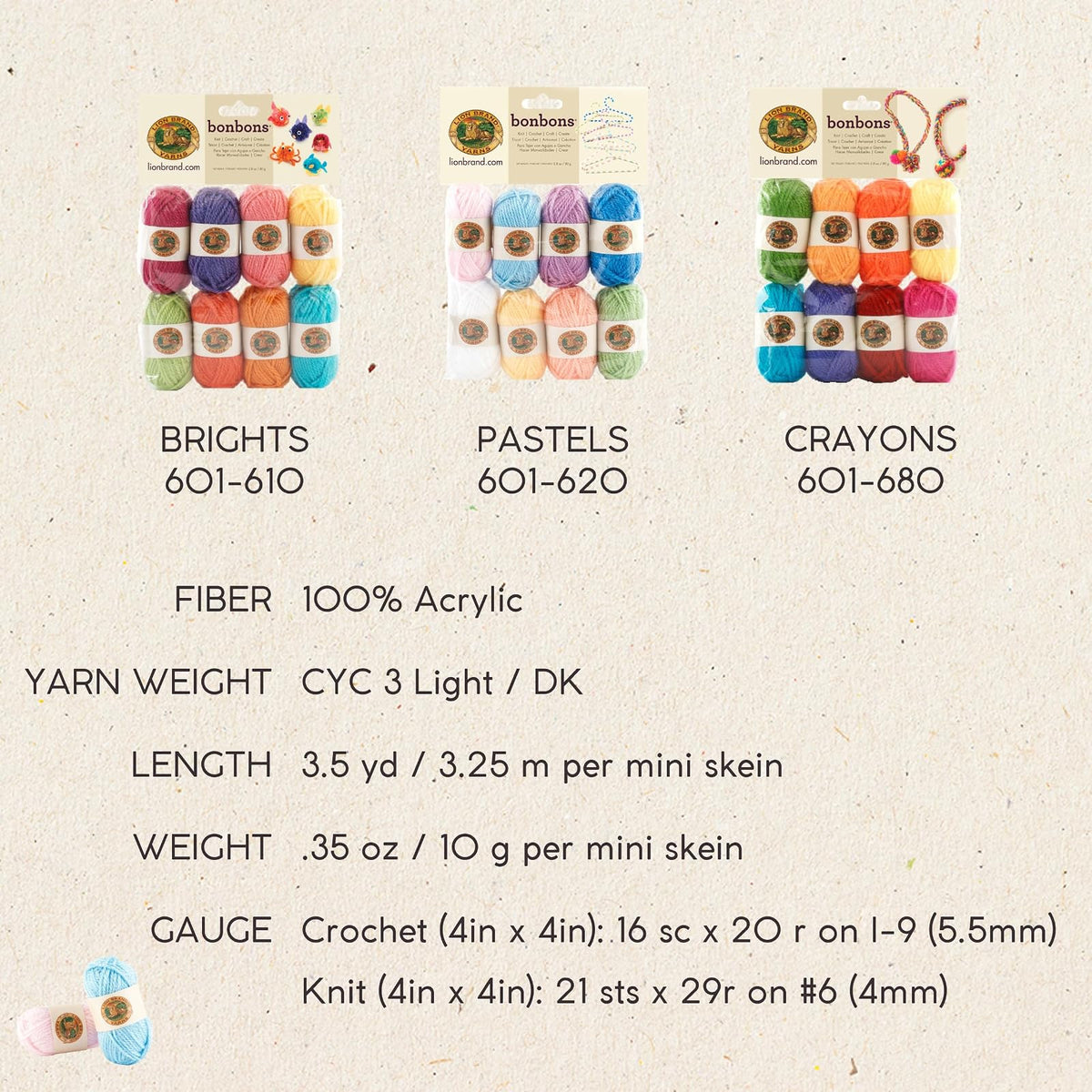 Lion Brand Yarn Company 1 Pieza Bonbons, Party, Multicolor