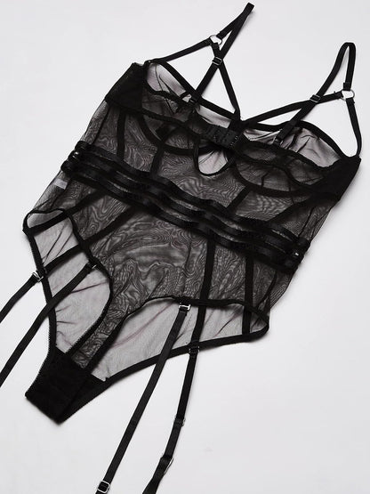 Dreamgirl Peluche de Malla elástica Muy Transparente con Aros LenceríaMujer