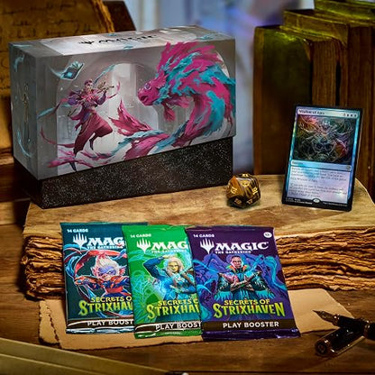 Magic: The Gathering Secrets of Strixhaven - Bundle (9 Play Boosters, 30 Lands, 1 Alt-Art Card + Exclusive Accessories) en Inglés