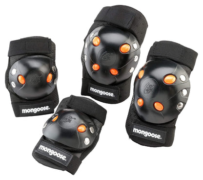 Mongoose Youth BMX - Juego de rodilleras y coderas de gel para bicicleta, equipo protector multideportivo, varios colores