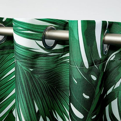 Exclusive Home Jamaica Palm - Juego de 2 Paneles de Cortina con Ojales en la Parte Superior, 54 x 84 Pulgadas, Color Verde