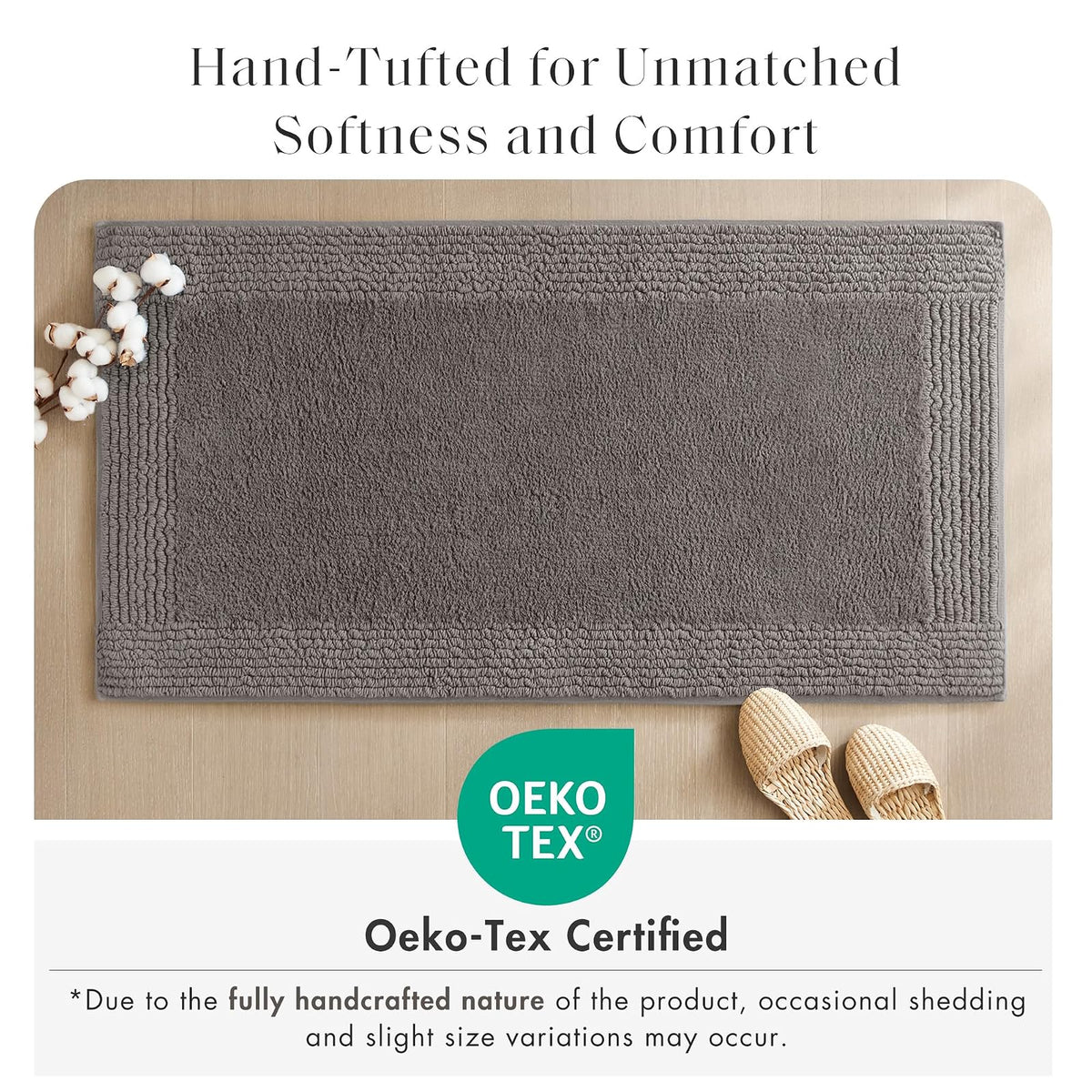 Madison Park Splendor Alfombra de baño reversible 100% algodón, 3000 g/m², lujosa alfombra de baño de felpa de pelo medio, absorbente, de secado rápido, decoración de cuarto de ducha, 24 x 44 pulgadas