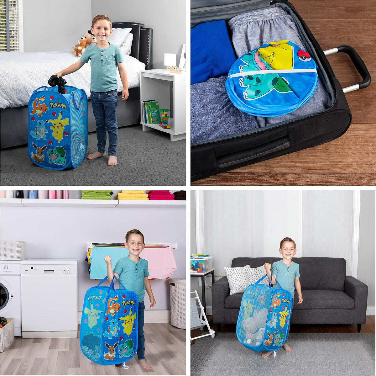 Franco - Cesta plegable para habitación de niños, tamaño único, Pokemon