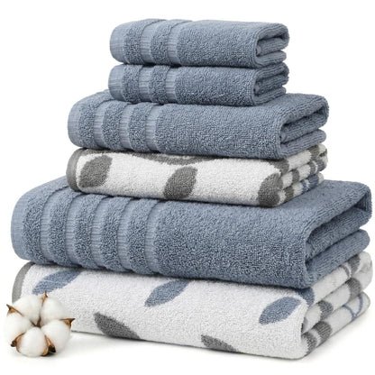 Modern Threads Organic Vines - Juego de 6 Toallas de algodón 100% – Hilo teñido Jacquard y sólido – Incluye 2 Toallas de baño, 2 Toallas de Mano, 2 paños – Absorbente, de Secado rápido, Suave y