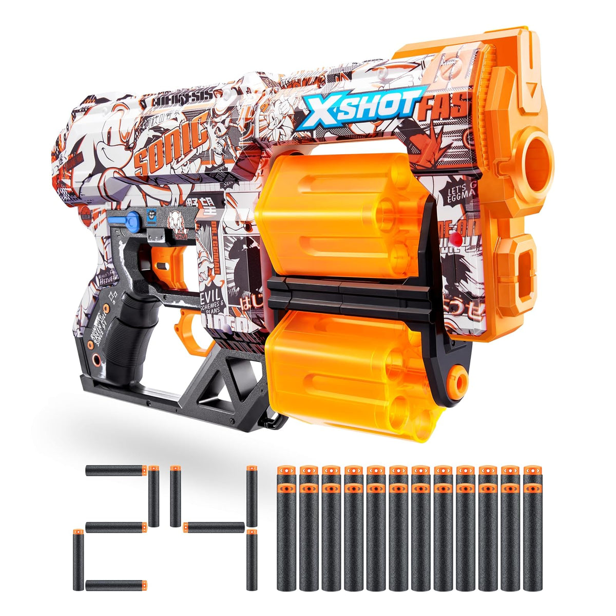 Zuru X-Shot Skins Dread Blaster de Dardos con 24 Dardos - Retro