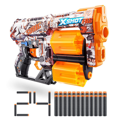 Zuru X-Shot Skins Dread Blaster de Dardos con 24 Dardos - Retro