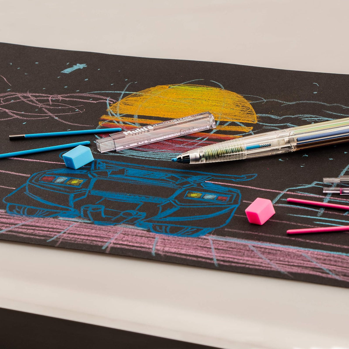 Pentel Arts PH158 lápiz automático de 8 colores, colores surtidos con clip, 1 lápiz
