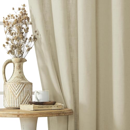 Joydeco - Juego de Cortinas de Lino de 96 Pulgadas de Largo, 2 Paneles para Sala de Estar, Cortinas filtrantes de luz de 96 Pulgadas de Largo, Cortinas de Sala de Estar de 96 Pulgadas de Largo (52 x