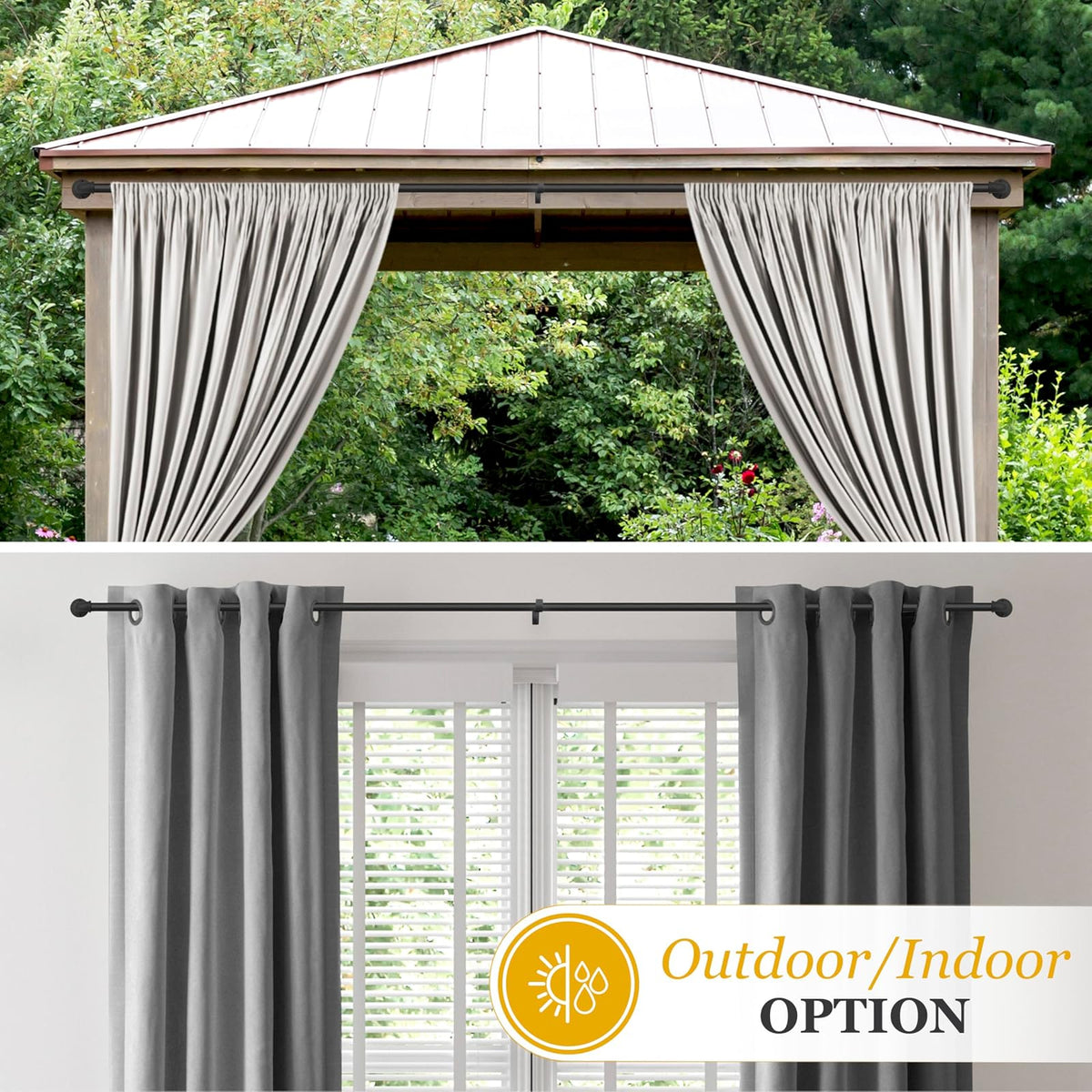 Kenney Adler - Cortinero para Ventana, Negro, 28-48", 1, 1