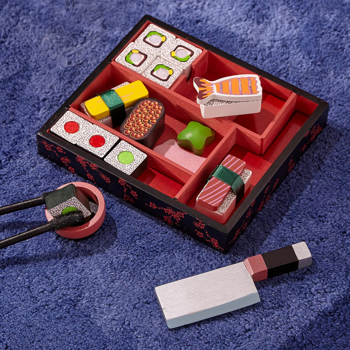 Melissa & Doug Juego de madera para rebanar sushi