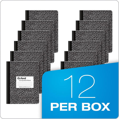 Oxford Cuadernos de composición, papel de rayas anchas, 9-3/4" x 7-1/2", cubiertas de mármol negro, 100 hojas, 12 por paquete (63795)