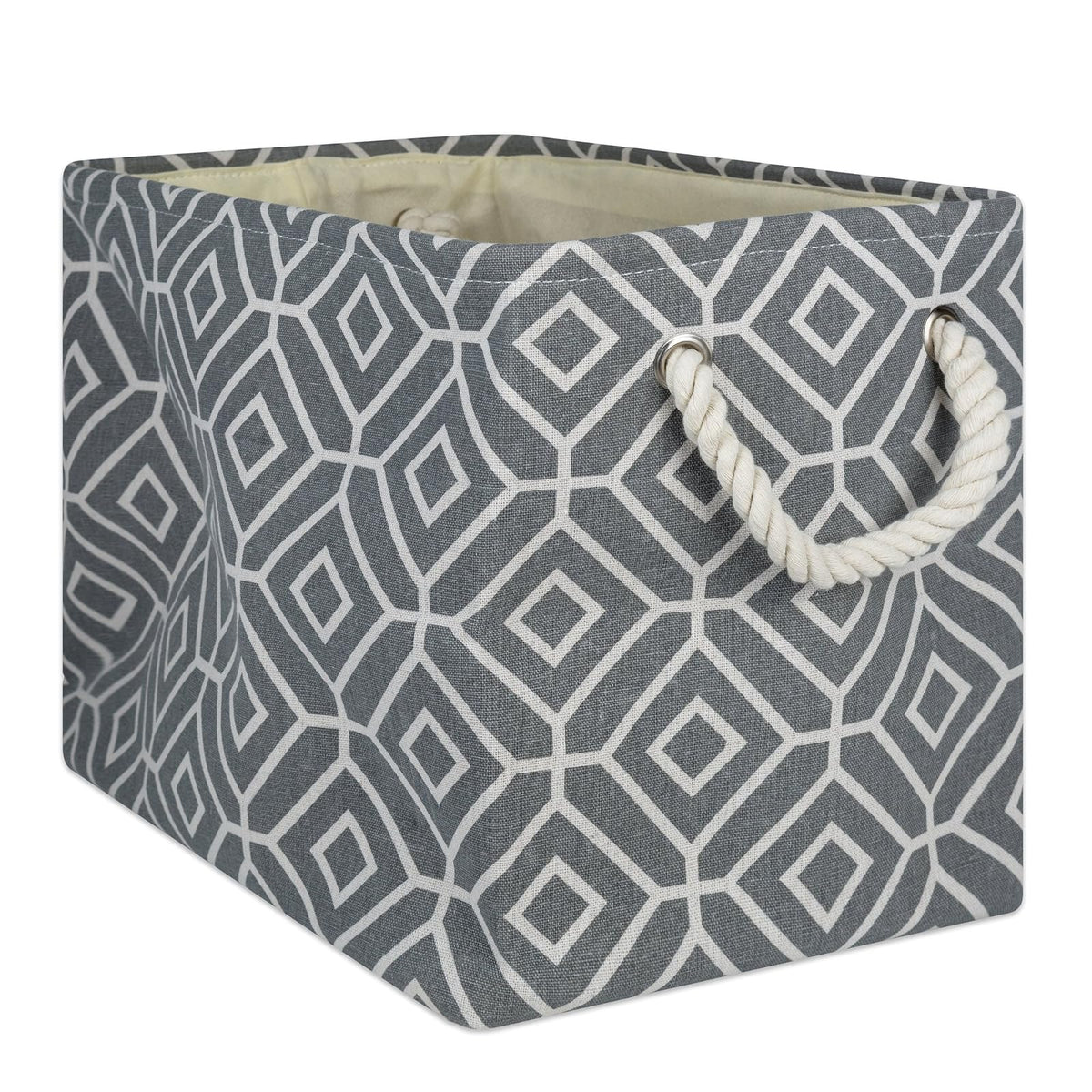 DII Cesta plegable de poliéster, almacenamiento, tamaño median,o redondo 1, Gris, Medium - 16x10x12", 1, 1 - Mediano - Gris