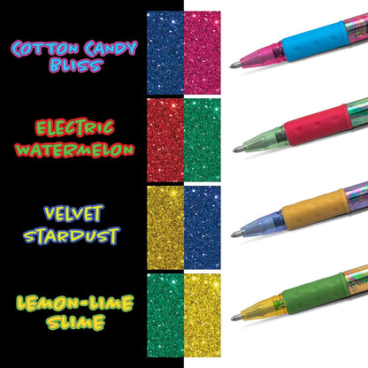 Pentel Arts Krazy Pop - Bolígrafo de gel iridiscente (1,0 mm), tinta surtida (Xc/BD/CP/DG), 4 unidades (K91PABP4M3)