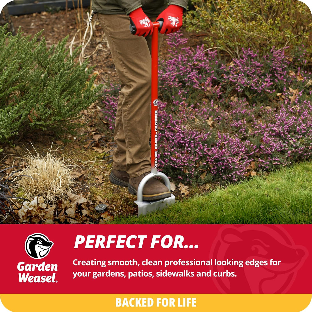 Garden Weasel Bordeador Edger-Chopper 91714 Rojo Acero al Carbono