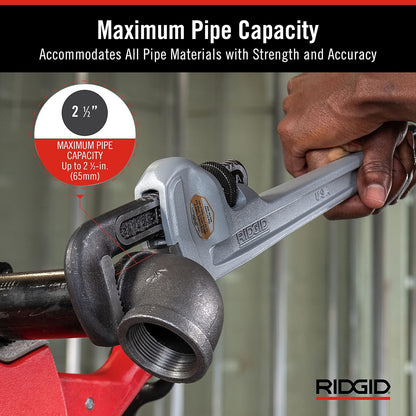 RIDGID - Llave de Tubo 31100, 818, Herramienta Multiusos, Aluminio, Trabajos Pesados, Tuberías y Plomería Profesional