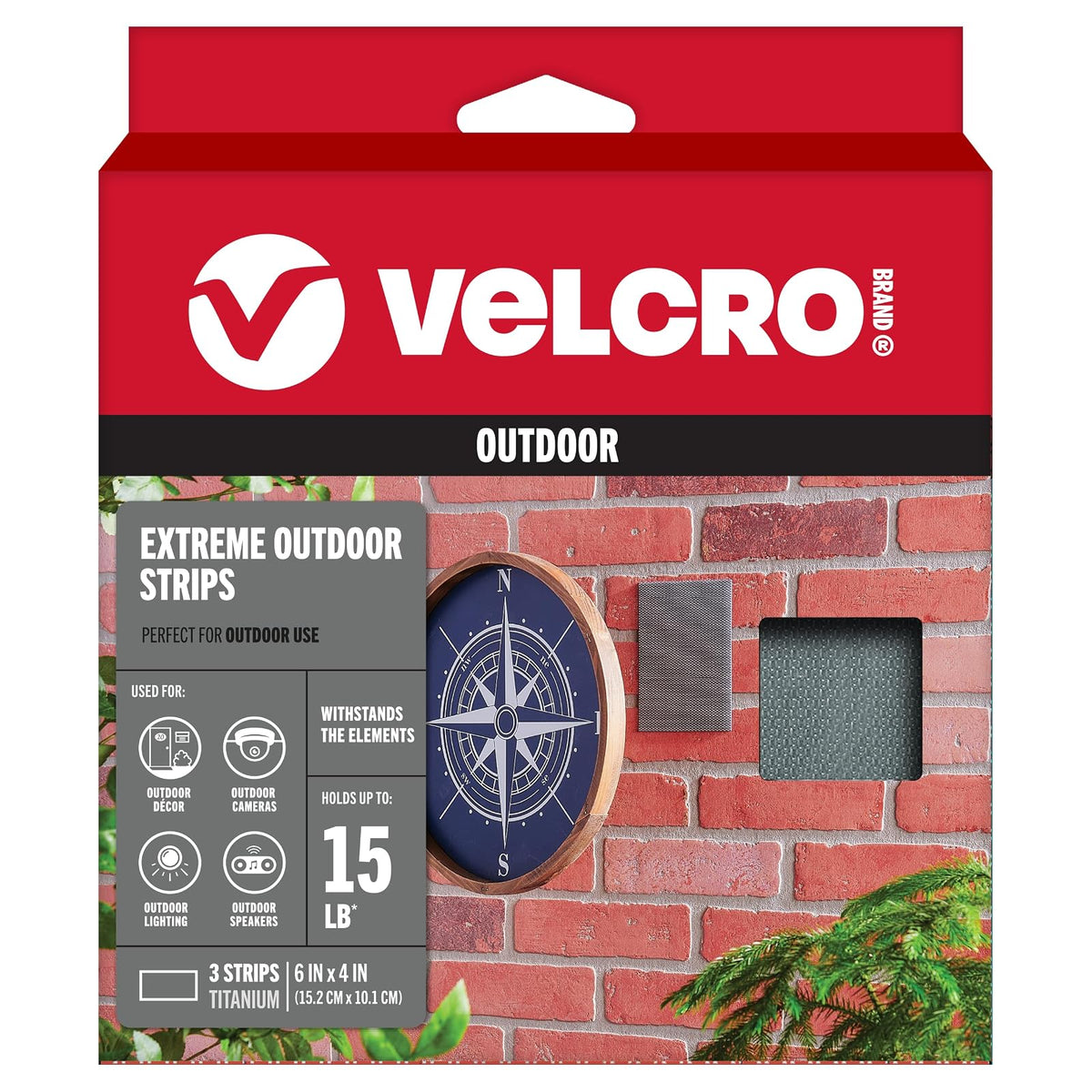 VELCRO Brand Extreme Cinta Industrial, 1 pulg x 3 m, Negro - gris - Titanium - 6in x 4in (3Pk)