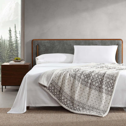 Eddie Bauer - Manta Reversible de Forro Polar Sherpa, decoración del hogar para Todas Las Estaciones (Fair Isle Peak, Manta)