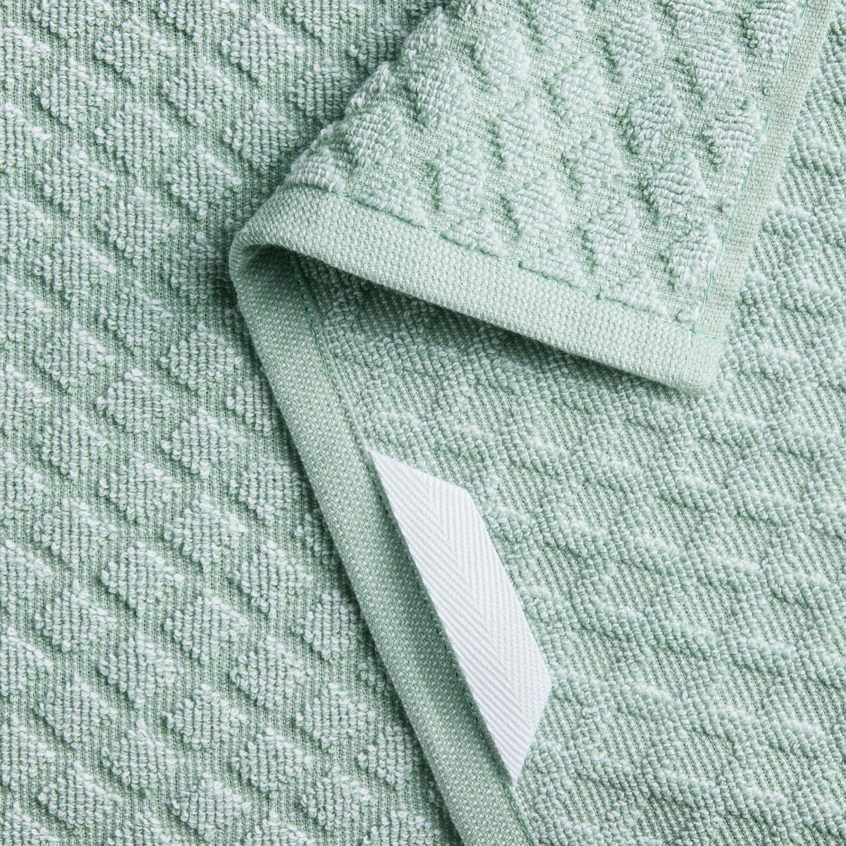 Martha Stewart Honeycomb Chambray - Juego de 4 Toallas de Cocina texturizadas, 100% algodón con Rizo Absorbente, Toallas de Cocina Decorativas, Verde Menta, 16 x 28 Pulgadas