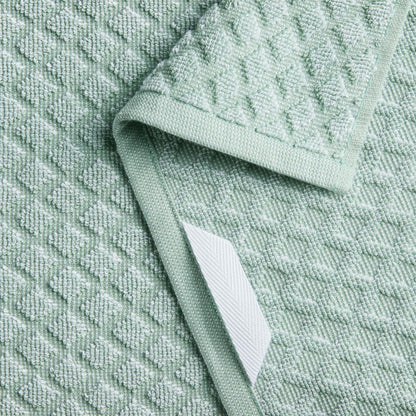 Martha Stewart Honeycomb Chambray - Juego de 4 Toallas de Cocina texturizadas, 100% algodón con Rizo Absorbente, Toallas de Cocina Decorativas, Verde Menta, 16 x 28 Pulgadas