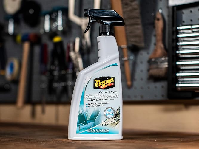 Meguiar's Eliminador de Olores Re-Fresher para Alfombras y Tapicera, 709 ml, Blanco, G180724