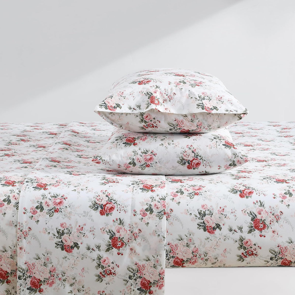 Laura Ashley Juego de Sábanas Queen Percal Ashfield | Beige, Individual, 4 piezas, tela de algodón