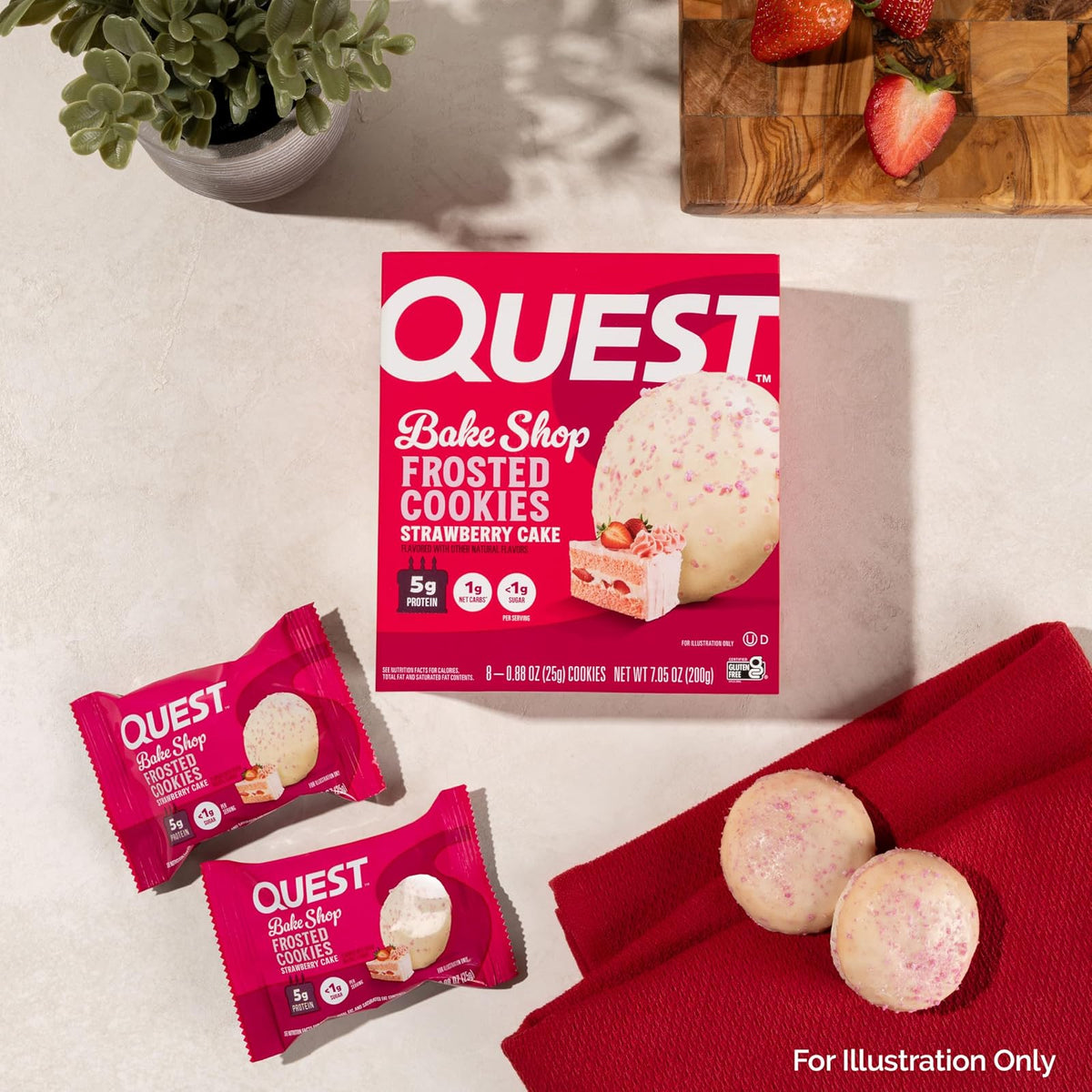Quest Nutrition Frosted Cookies sabor Pastel de Fresa - 8 Piezas
