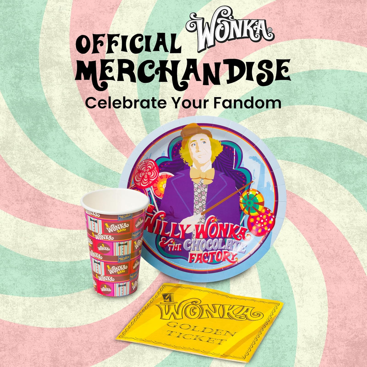 Silver Buffalo dorado Ticket Willy Wonka and the Chocolate Factory - Juego de 60 unidades