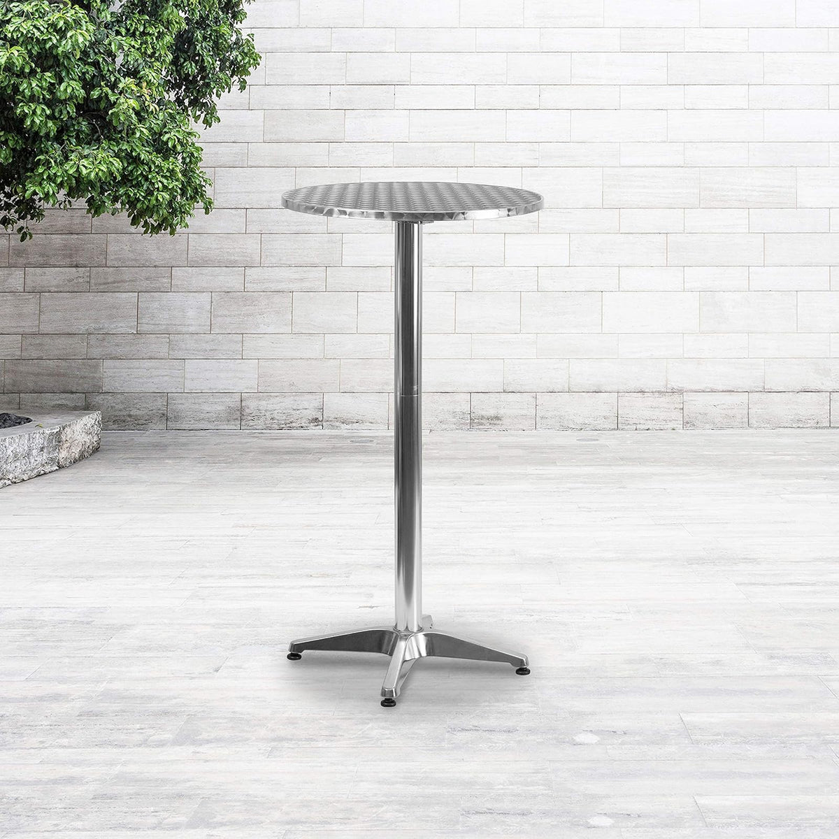 Flash Furniture Mesa Redonda de 59 cm – Mesa Alta de Aluminio para Interiores y Exteriores – Mesa de Terraza y Bar con Tablero Abatible