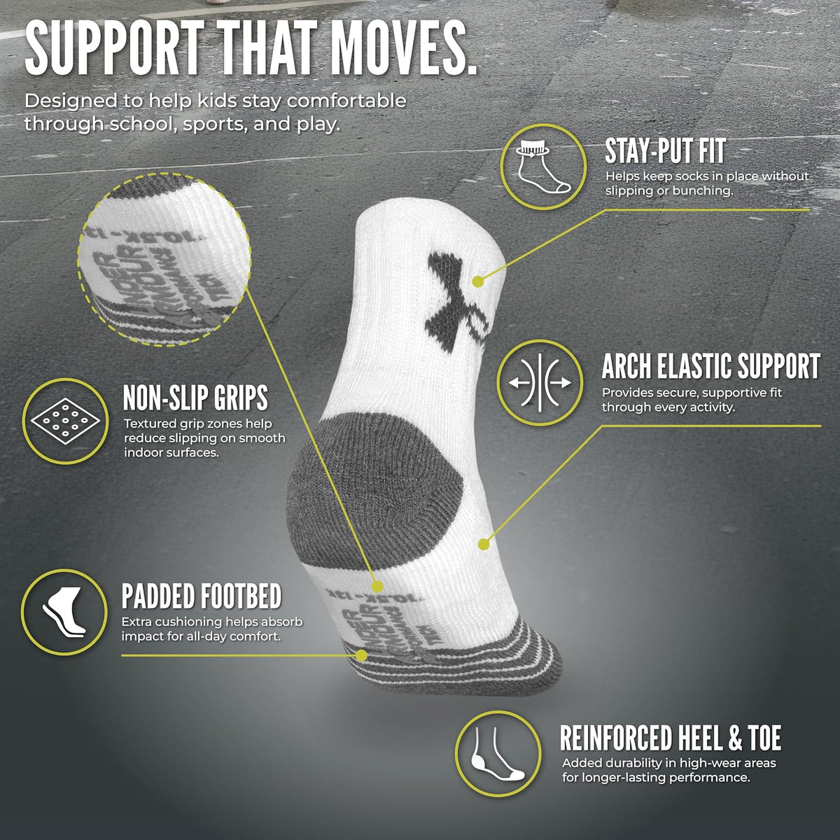 Under Armour Paquete múltiple de calcetines estampados para niños