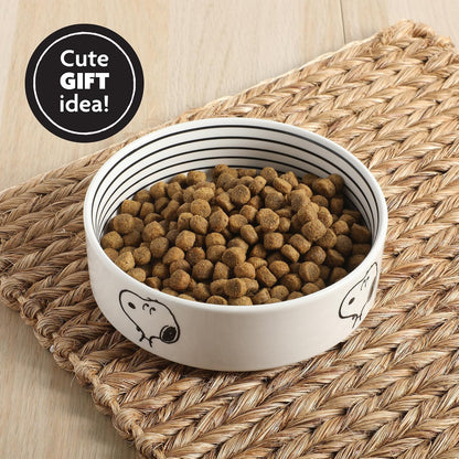Peanuts Snoopy - tazón para perros con diseño de hueso, tazón de agua o comida de gres de 6.5 pulgadas para perros pequeños a medianos, bonito plato de dibujos animados para mascotas, duradero y fácil