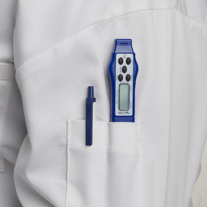 Taylor 9877FDA Termómetro digital compacto impermeable para alimentos, longitud del tallo de 2.81 pulgadas con sonda de 1.5 mm recomendada por la FDA, certificado NSF, azul