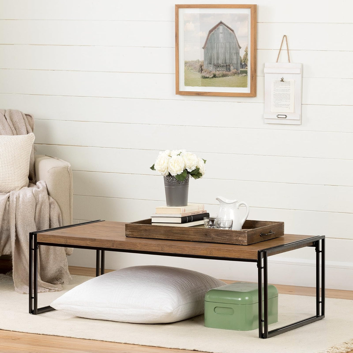 South Shore Mesa de Centro Minimalista para Sala Color Marrón, Modelo Gimetri Furniture